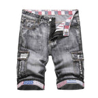 Men's Loose Fit Washed Denim Shorts with Distressed Finish and Casual Streetwear Style