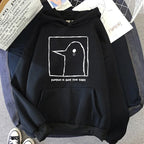 Anime Kawaii Sketch Hoodie with Minimal Cartoon Streetwear Design