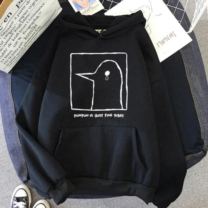 Anime Kawaii Sketch Hoodie with Minimal Cartoon Streetwear Design