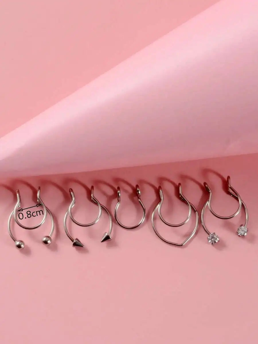 Minimalist Non Piercing Nose Cuff Set for Punk Alternative Fashion