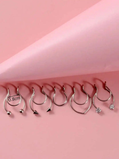 Minimalist Non Piercing Nose Cuff Set for Punk Alternative Fashion