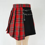 Plaid Tiered Ruffle Mini Skirt Lace Trim Gothic Inspired Alternative Bottom