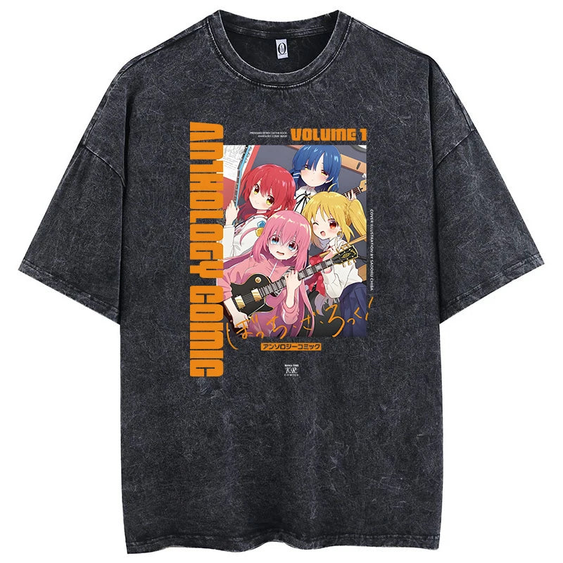 Retro Anime Streetwear Graphic Tee with Manga-Inspired Idol Artwork