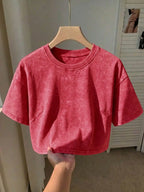 Washed Cotton Crop Tee with Relaxed Fit and Everyday Casual Style