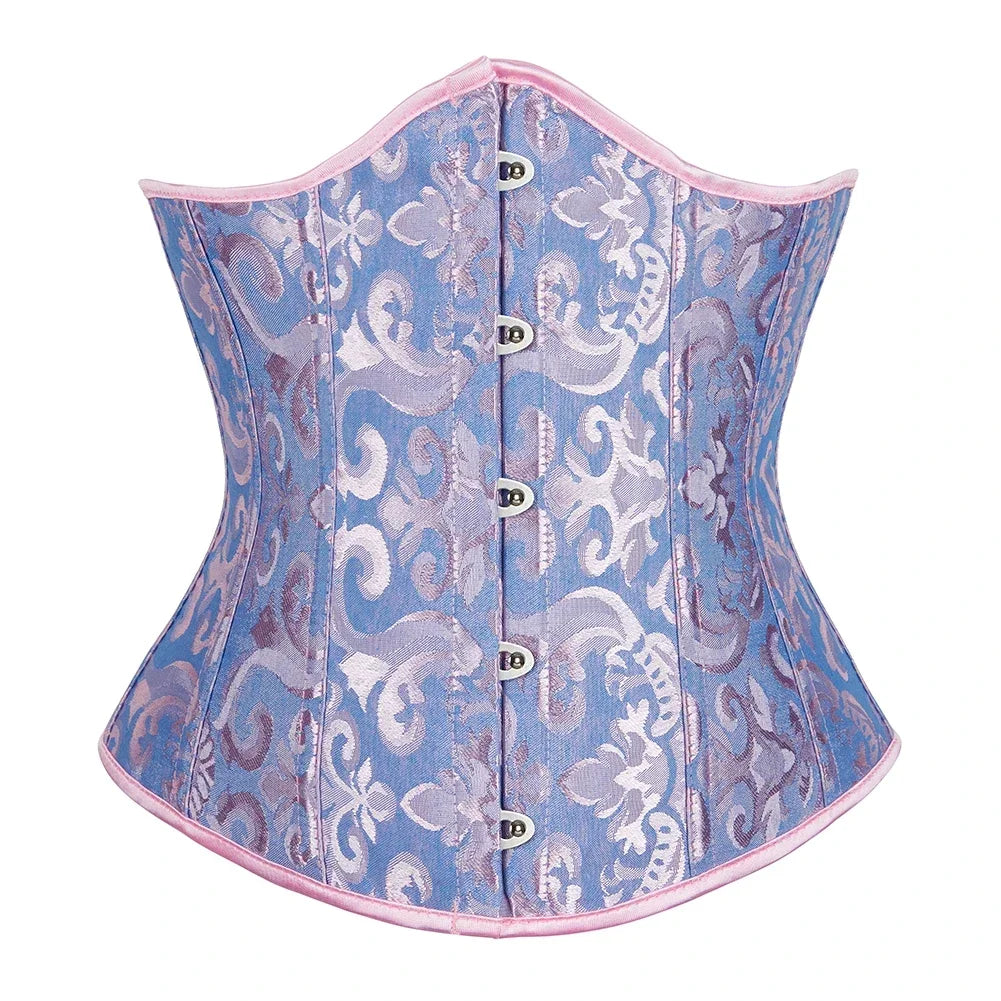 Vintage Jacquard Underbust Corset with Structured Boning and Waist-Defining Fit