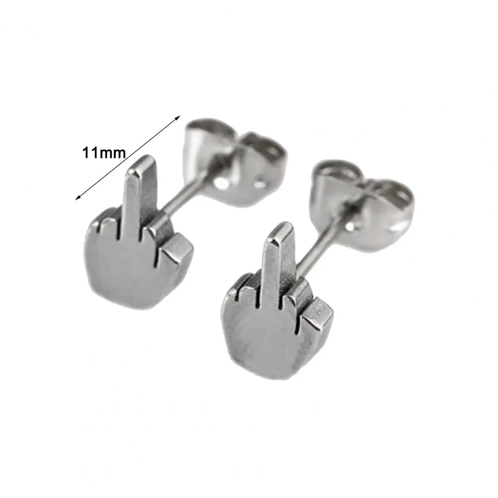 Rebellious Gesture Stud Earrings With Bold Alternative Streetwear Fashion Appeal