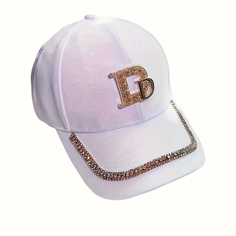 Rhinestone Embellished Baseball Cap Adjustable Curved Brim Fashion Streetwear Hat