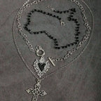 Layered Heart and Cross Necklace Set for Gothic Y2K Styling