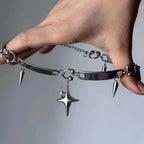 Star Charm Riveted Choker Necklace for Punk Gothic and Y2K Fashion