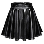 Glossy A-Line Mini Skirt with High Shine Streetwear Festival Styling