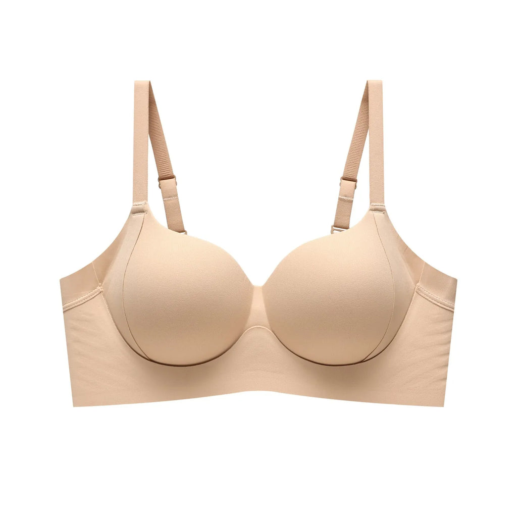 Seamless Jelly Gel Push-Up Bra with Wide Side Support and Adjustable Straps