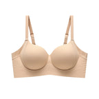 Seamless Jelly Gel Push-Up Bra with Wide Side Support and Adjustable Straps