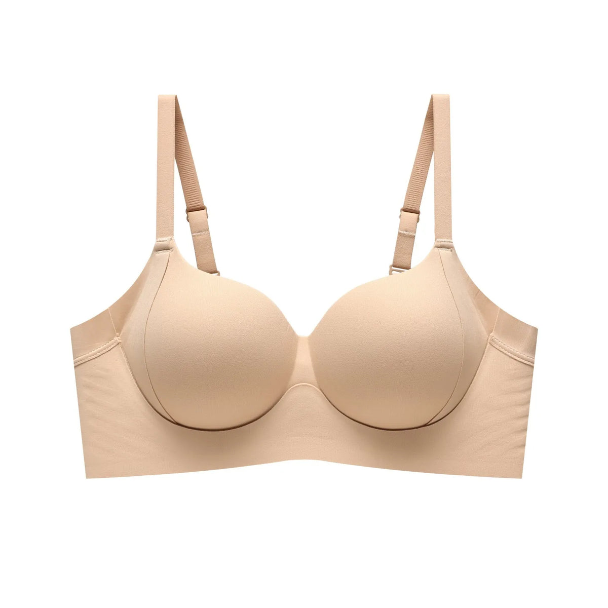 Seamless Jelly Gel Push-Up Bra with Wide Side Support and Adjustable Straps