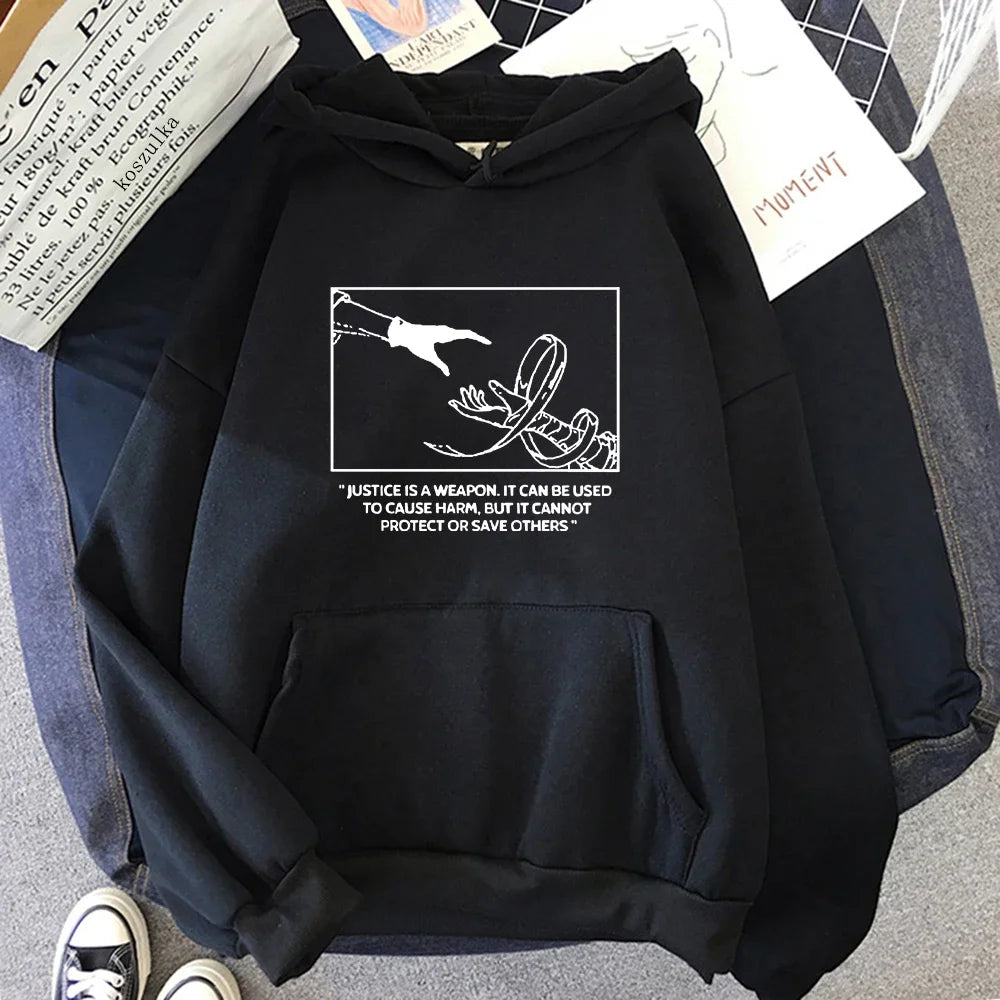 Minimalist Anime Aesthetic Hoodie With Manga Inspired Graphic Illustration Design