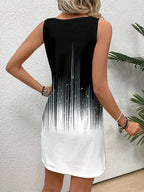 Sleeveless Gradient Print Bodycon Mini Dress with Stretch Sheath Silhouette