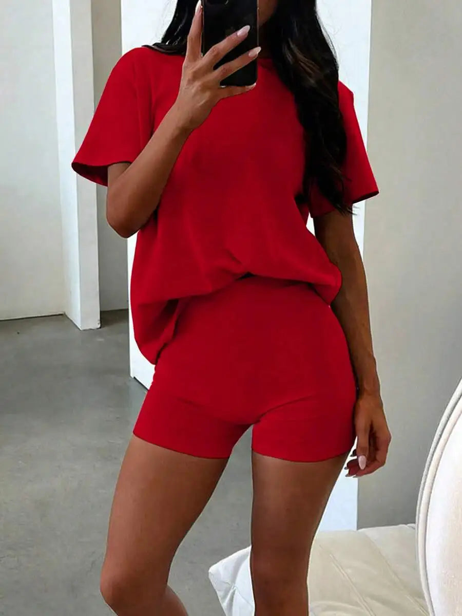 Oversized T Shirt and Shorts Relaxed Summer Lounge Co-Ord Set