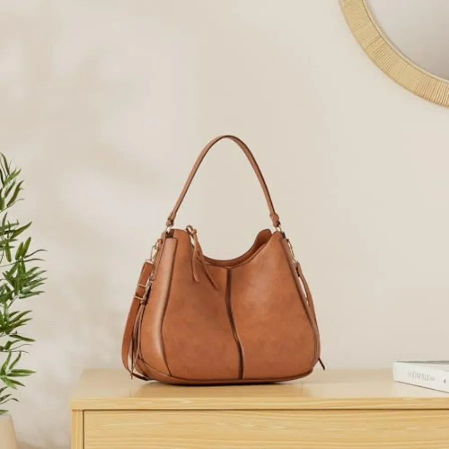Soft Hobo Shoulder Crossbody Bag with Relaxed Large Capacity Design