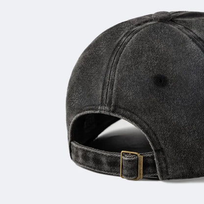 Unisex Vintage Washed Cotton Baseball Cap with Minimal Graphic Embroidery for Casual Everyday Style