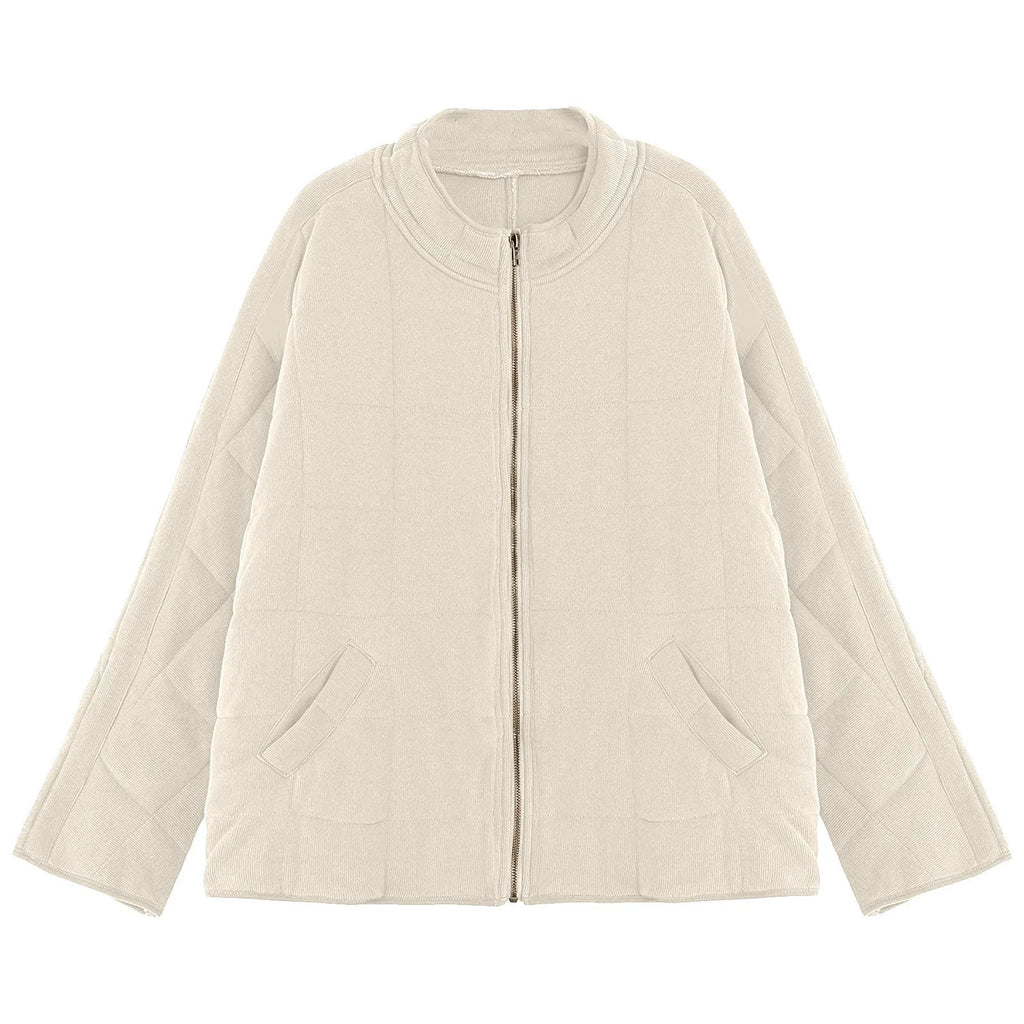 Women's Quilted Puffer Jacket with Relaxed Fit Contemporary Everyday Winter Layering Style