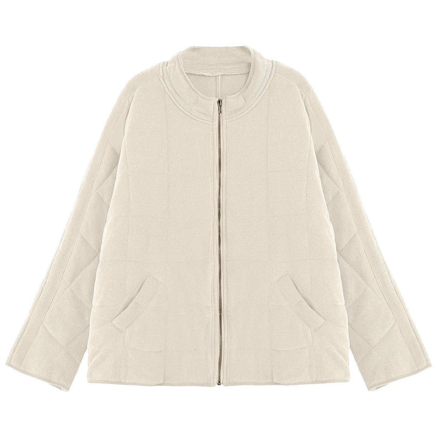 Women's Quilted Puffer Jacket with Relaxed Fit Contemporary Everyday Winter Layering Style