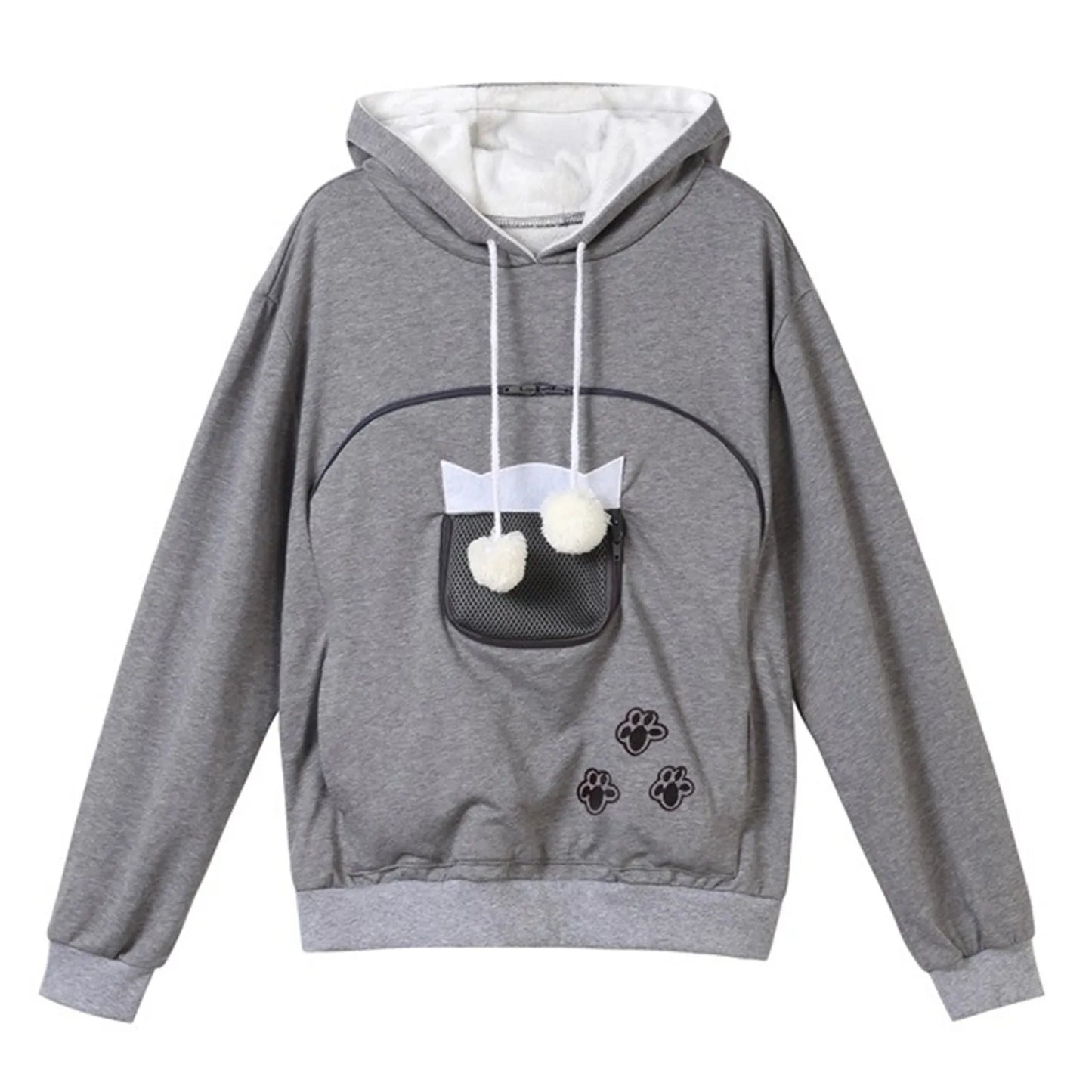 Kawaii Anime Inspired Oversized Hoodie with Interactive Plush Pocket Design