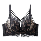 Intricate Lace Overlay Wire-Free Push-Up Bra with Criss-Cross Strapping
