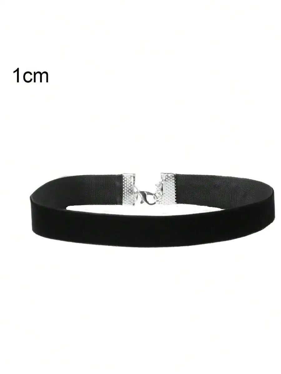 Minimalist Velvet Choker Necklace for Gothic Grunge and Dark Feminine Styling