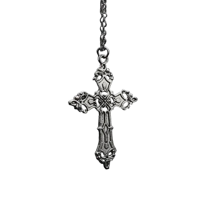 Vintage Gothic Ornate Cross Pendant Necklace for Alternative and Dark Fashion