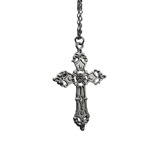 Vintage Gothic Ornate Cross Pendant Necklace for Alternative and Dark Fashion