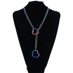 Heart Lariat Chain Necklace for Gothic Punk and Dark Feminine Fashion