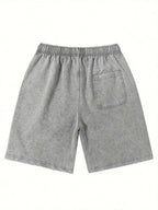 Men's Relaxed Cotton Drawstring Shorts with Vintage Washed Graphic Streetwear Style