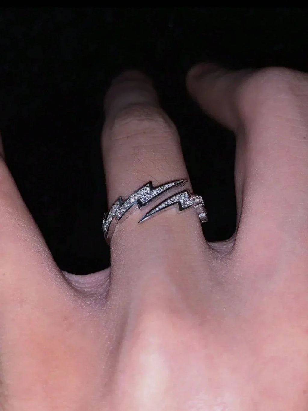 Adjustable Lightning Bolt Ring With Minimalist Punk Statement Aesthetic