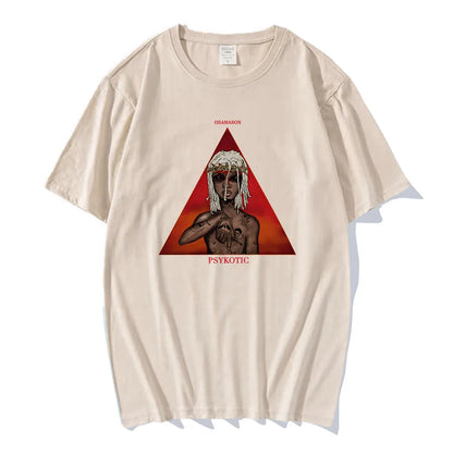 Oversized Graphic Cotton T-Shirt with Dark Artistic Streetwear Print Design
