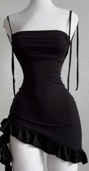 Lace Up Backless Bodycon Mini Dress with Spaghetti Strap Y2K Styling