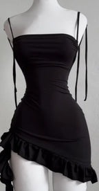 Lace Up Backless Bodycon Mini Dress with Spaghetti Strap Y2K Styling