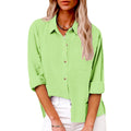 Relaxed Linen-Textured Button-Down Shirt with Roll-Tab Sleeves and Chest Pocket