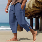 Men's Relaxed Cropped Harem Pants with Lightweight Casual Beach Style