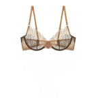 Crisp White Geometric Lace Unlined Underwire Bra and Brief Set