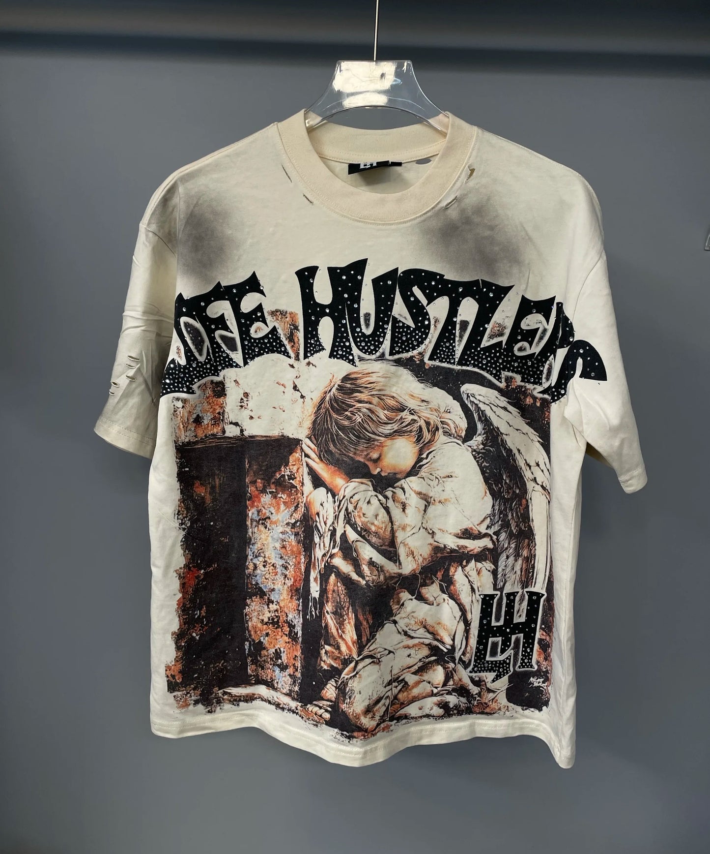 Distressed Graphic Oversized Cotton Streetwear T-Shirt with Vintage-Inspired Artwork
