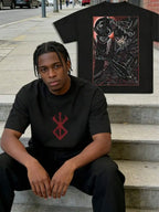 Oversized Streetwear Graphic Tee with Dark Manga Back Print Design