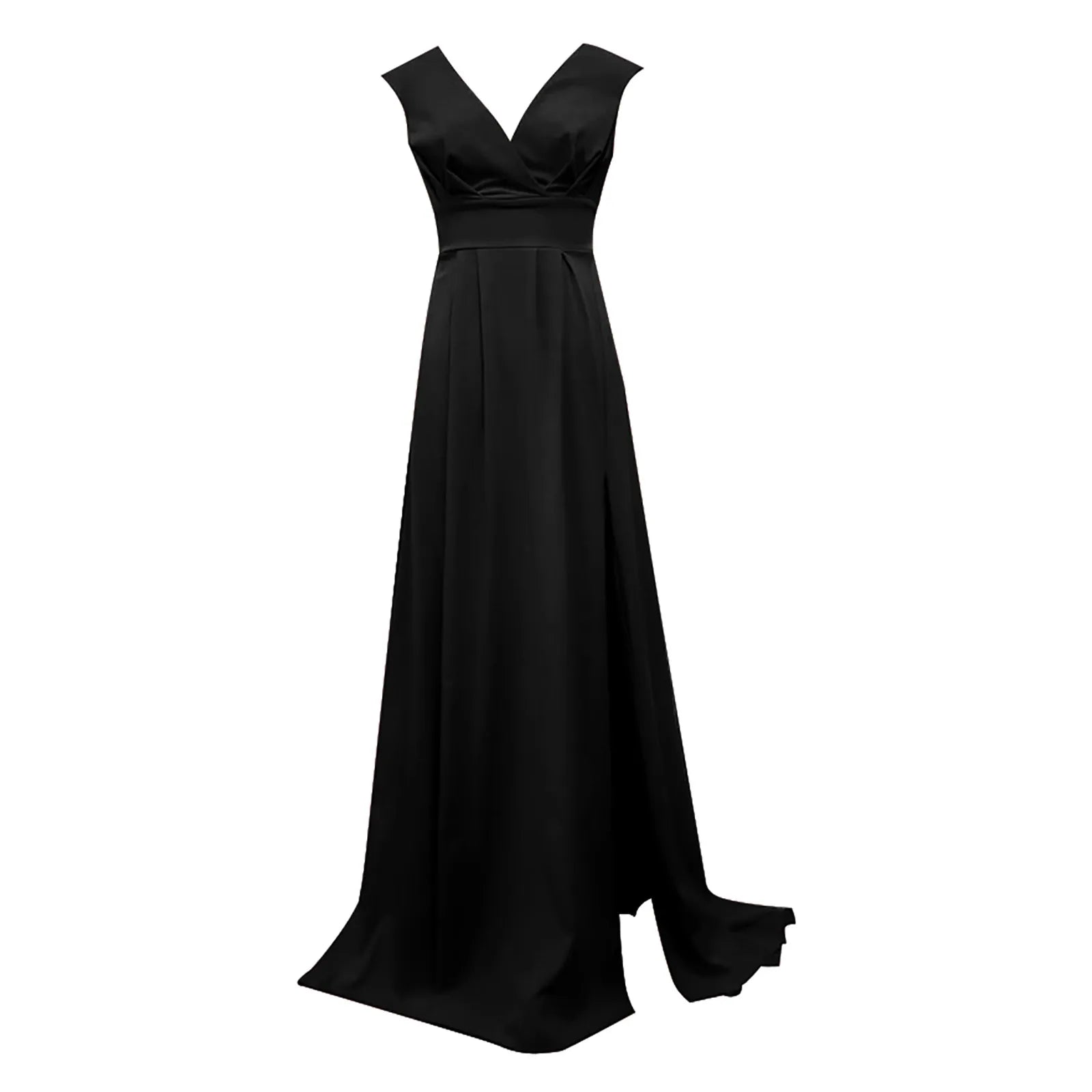 Off Shoulder Maxi Dress With Deep Neckline And Front Slit