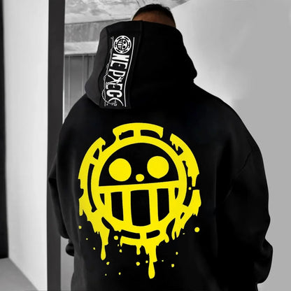 Anime Pirate Inspired Streetwear Hoodie With Manga Graphic Symbol Design