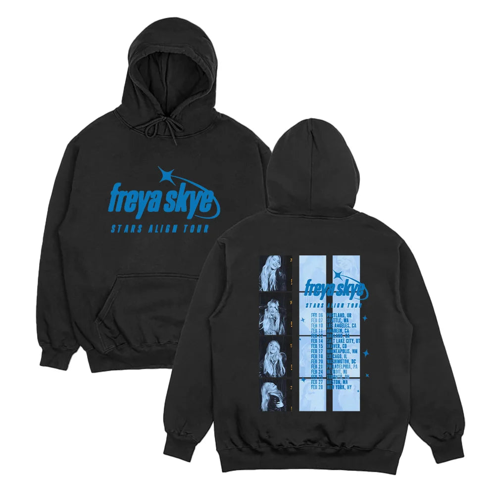 Vintage Tour Style Graphic Hoodie with Front and Back Artwork Streetwear Fit