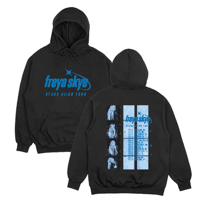 Vintage Tour Style Graphic Hoodie with Front and Back Artwork Streetwear Fit