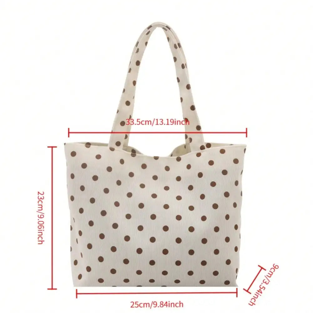 Polka Dot Canvas Tote Shoulder Bag with Everyday Carry Design