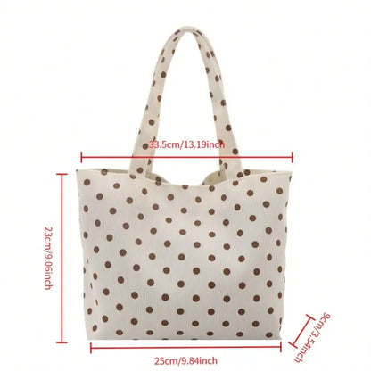 Polka Dot Canvas Tote Shoulder Bag with Everyday Carry Design