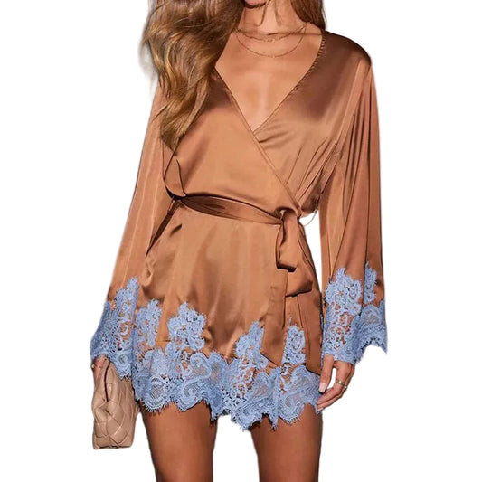 Vintage Gothic Wrap Mini Dress with Lace Trim Alternative Fashion Styling