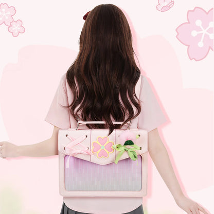 Display Window Tote Bag with Ribbon Accents Detachable Shoulder Strap Design