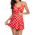 Floral Print Tankini Swimdress Set with Adjustable-Style Straps, High-Waist Bottom and Skirted Swim Silhouette