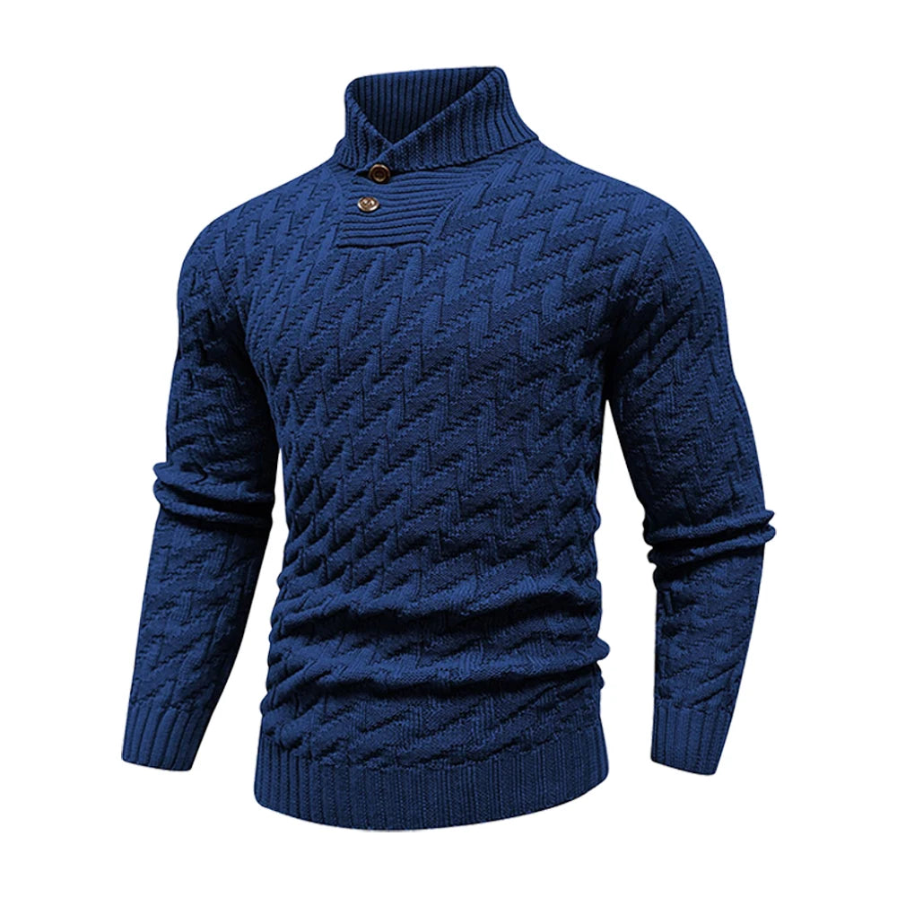 Men's Textured High Neck Contemporary Knit Sweater Relaxed Fit Pullover